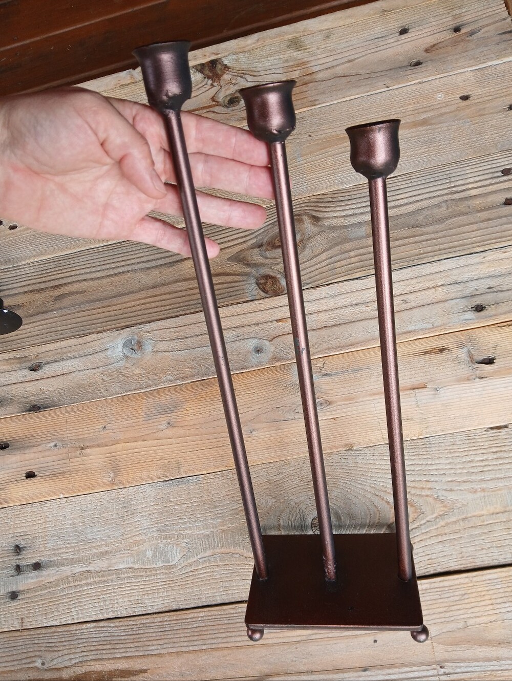Metal Candle Holder Burgundy/ Brownish